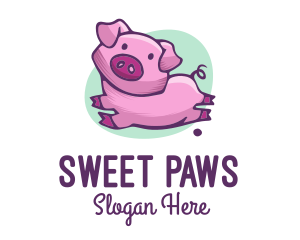 Cute Pink Pig logo design