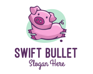 Cute Pink Pig logo design