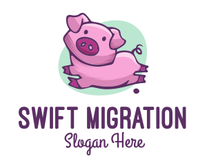 Cute Pink Pig logo design