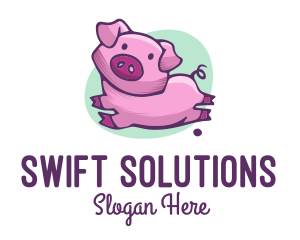 Cute Pink Pig logo design