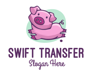 Cute Pink Pig logo design