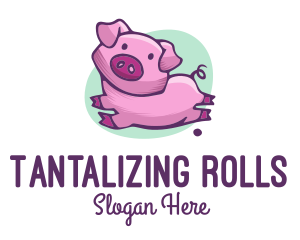 Cute Pink Pig logo design