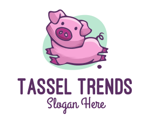 Cute Pink Pig logo design