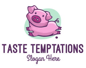 Cute Pink Pig logo design