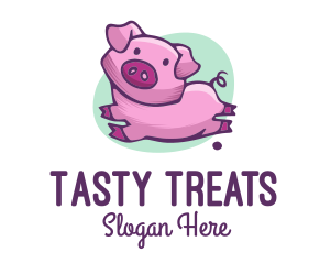 Cute Pink Pig logo design