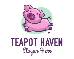 Cute Pink Pig logo design