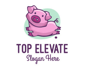 Cute Pink Pig logo design