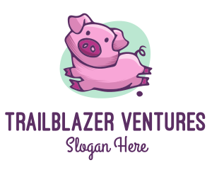 Cute Pink Pig logo design