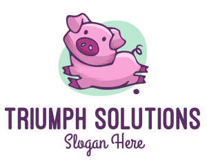 Cute Pink Pig logo design