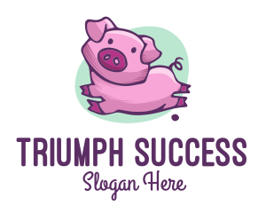 Cute Pink Pig logo design