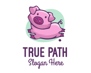 Cute Pink Pig logo design