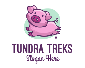 Cute Pink Pig logo design