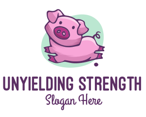 Cute Pink Pig logo design