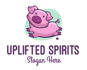 Cute Pink Pig logo design