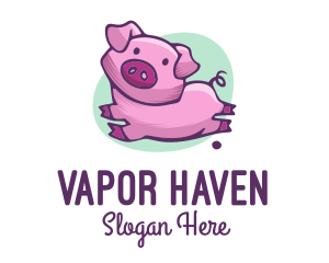 Cute Pink Pig logo design