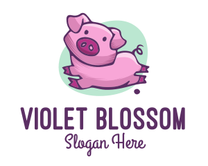 Cute Pink Pig logo design