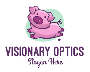 Cute Pink Pig logo design