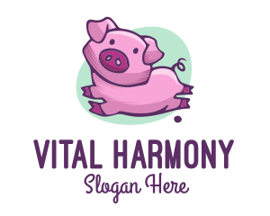 Cute Pink Pig logo design