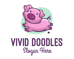 Cute Pink Pig logo design