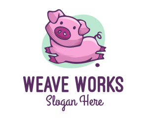 Cute Pink Pig logo design