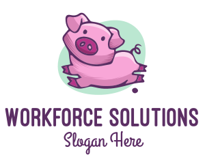 Cute Pink Pig logo design