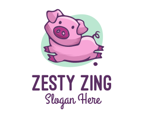 Cute Pink Pig logo design