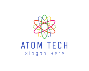 Colorful Atom Science logo design