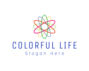 Colorful Atom Science logo design