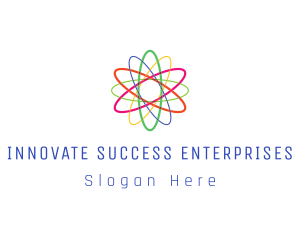 Colorful Atom Science logo design