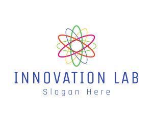 Colorful Atom Science logo design