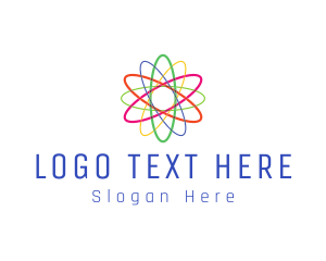 Innovative - Colorful Atom Science logo design