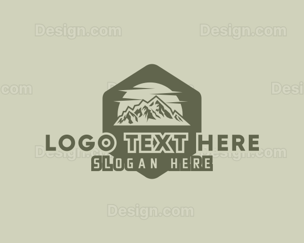 Rustic Mountain Hexagon Logo