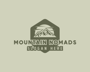 Rustic Mountain Hexagon logo design