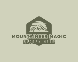 Rustic Mountain Hexagon logo design