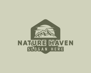 Rustic Mountain Hexagon logo design