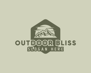 Rustic Mountain Hexagon logo design