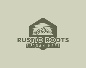 Rustic Mountain Hexagon logo design