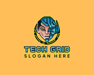 Human Cyborg Robot logo design