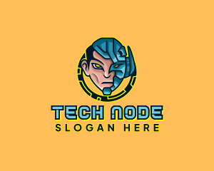 Human Cyborg Robot logo design