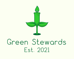 Green Plant Candle  logo design