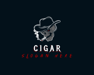 Smoking Skull Hat logo design