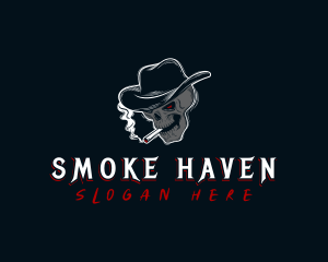 Smoking Skull Hat logo design