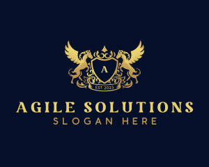 Luxury Shield Pegasus  logo design