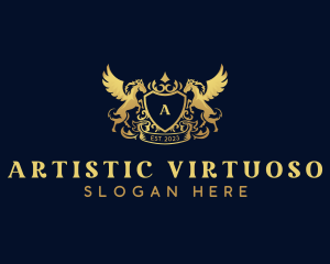 Luxury Shield Pegasus  logo design