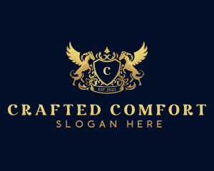 Luxury Shield Pegasus  logo design