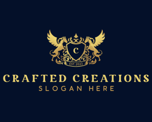 Luxury Shield Pegasus  logo design