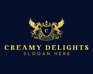 Luxury Shield Pegasus  logo design