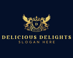 Luxury Shield Pegasus  logo design