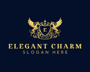 Luxury Shield Pegasus  logo design