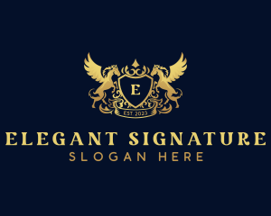 Luxury Shield Pegasus  logo design